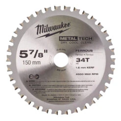 Milwaukee Metal Circular Saw Blade 150 X 20 X 1.6mm 34 Teeth