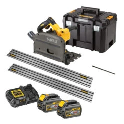DeWALT DCS520T2 54V FLEXVOLT Plunge Saw 2x 6Ah Battery Rails Kit