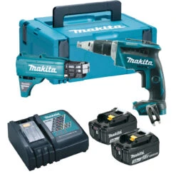 Makita DFS452FJX2 18V BRUSHLESS Screwdriver With Autofeed Collated Screw Gun Drywall Attachment Kit
