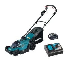 Makita DLM330RT 18V LXT BRUSHLESS Lawn Mower With 33cm Plastic Cutting Deck 1x 5.0Ah Battery Kit