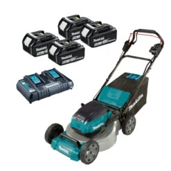 Makita DLM462PT4 Twin 18V (36V) LXT BRUSHLESS Self-Propelled Lawn Mower With 460mm Steel Cutting Deck 4x 5.0Ah Battery Kit