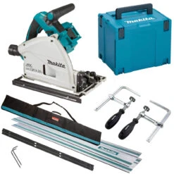 Makita DSP600ZJ Twin 18V (36V) LXT BRUSHLESS Plunge Saw With Guide Rails & MakPac Carry Case & Accessories - Body Only