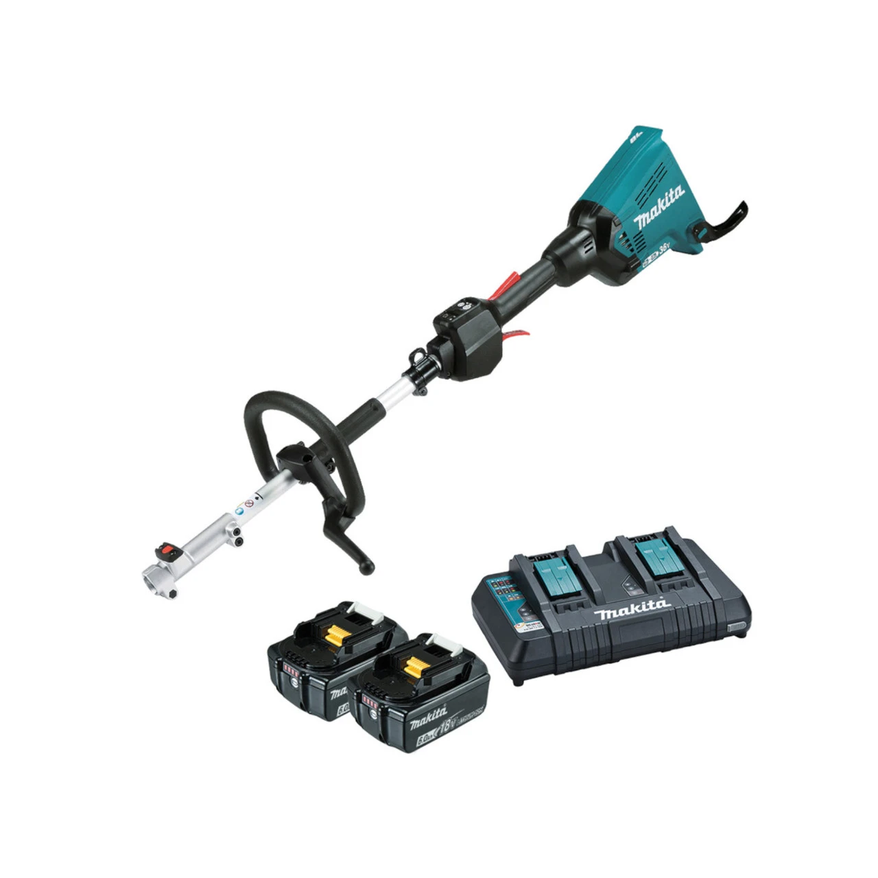 Makita DUX60PG2 Twin 18V (36V) LXT BRUSHLESS Split Shaft Motor Unit 2x 6.0Ah Battery Kit 1 Makita DUX60PG2 Twin 18V (36V) LXT BRUSHLESS Split Shaft Motor Unit 2x 6.0Ah Battery Kit