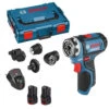 Bosch GSR12V-15FC 12V Flexi-Click Drill Driver With 4x Chucks & 2x 2.0Ah Battery Kit