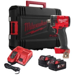 Milwaukee M18FIW2F12-502X M18 Gen 3 FUEL™ Impact Wrench 1/2" Friction Ring 5AH Kit With Case