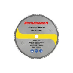 Rotabroach 14" 355mm 120T Cermet Carbide Tipped Stainless Steel Metal Cutting Saw Blade