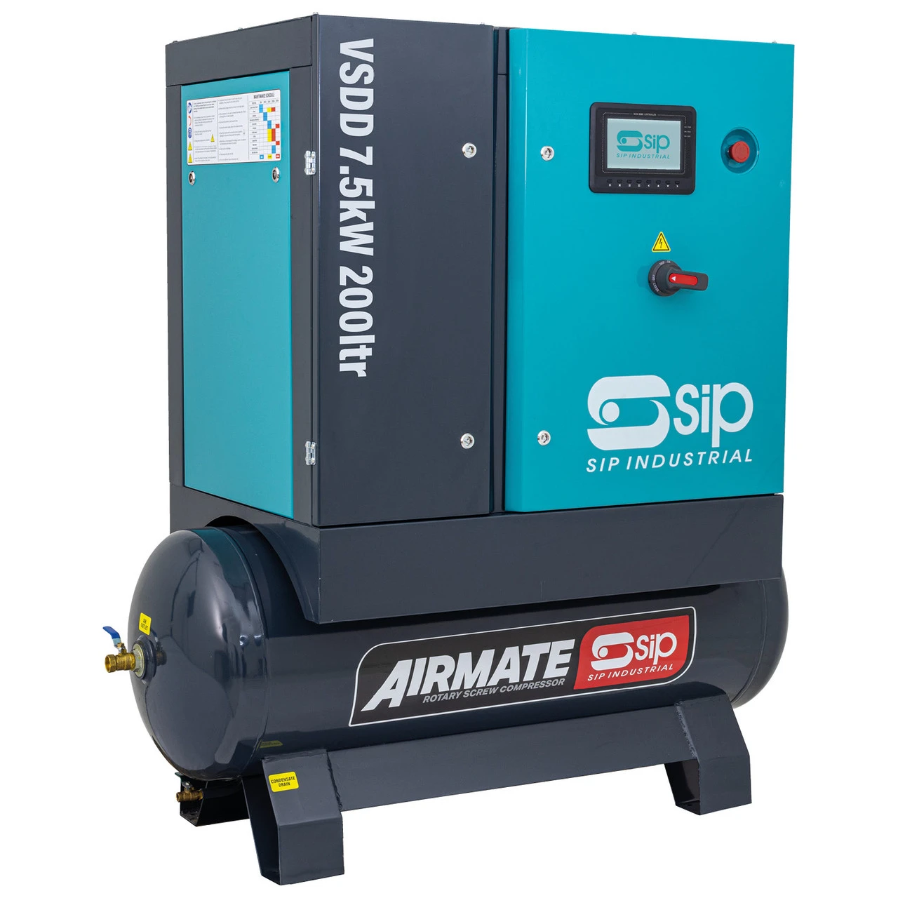 SIP VSDD 7.5kW 8bar 200ltr Rotary Screw Compressor (400v) 1 SIP VSDD 7.5kW 8bar 200ltr Rotary Screw Compressor (400v)