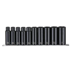 Teng Tools 9126 10pc 1/2in Drive Metric Deep Air Impact Socket Tools Set 10-24mm