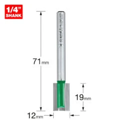 Trend C019AX1/4TC Two Flute 12MM DIA X 19MM Cut C/T